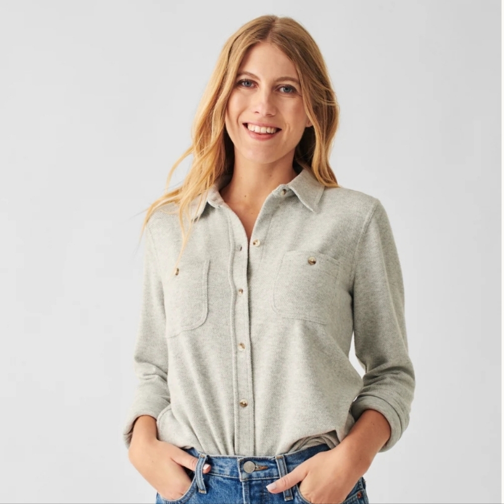 Faherty Legend Sweater Shirt Light Heather Grey M